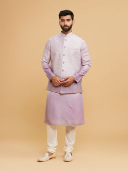 Twamev - Men Purple Kurta with Churidar and Jacket
