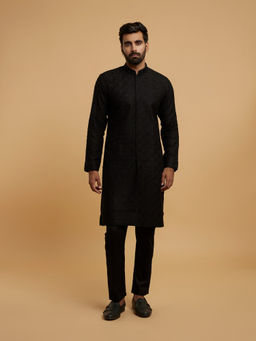 Twamev - Men Black Festive Charm Kurta with Pant