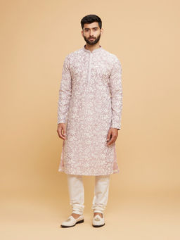 Twamev - Men Twinkling Dusty Pink Kurta with Churidar