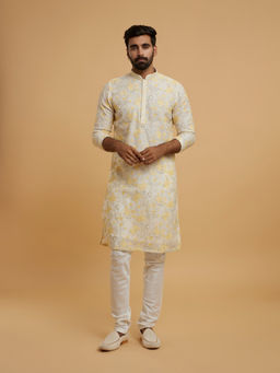 Twamev - Men Twilight Beige Chanderi Kurta with Churidar