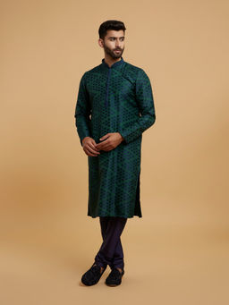 Twamev - Men Dreamy Teal Green Kurta with Churidar