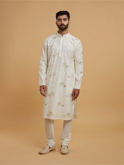 Twamev - Men Cream Elegance Kurta with Churidar