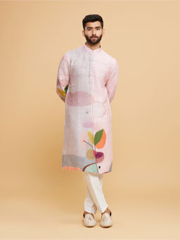 Twamev - Men Pink Glory Linen Kurta with Pant