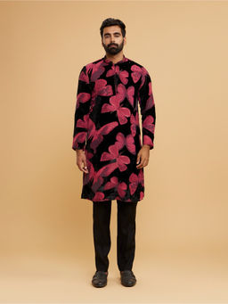 Twamev - Men Velvet Delight Black Kurta with Pant