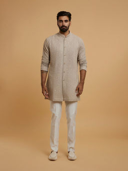 Twamev - Men Beige Extravaganza Georgette Kurta with Pant