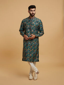 Twamev - Men Green Elegance Kurta with Churidar