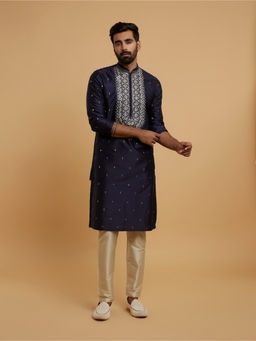 Twamev - Men Dark Blue Vibrancy Kurta with Pyjama