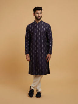 Twamev - Men Elegant Dark Blue Kurta with Churidar
