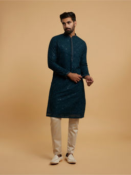 Twamev - Men Lush Mid Green Elegance Kurta with Pyjama