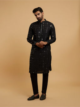 Twamev - Men Majestic Black Kurta with Pant