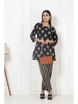 KAFTANIZE - Women Black Cotton Printed Co-Ord (Set of 2)