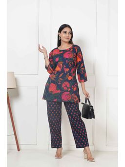 KAFTANIZE - Women Navy Blue Cotton Printed Co-Ord (Set of 2)