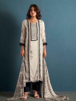 KAFTANIZE - Women White Muslin Printed Kurta with Pant and Dupatta (Set of 3)