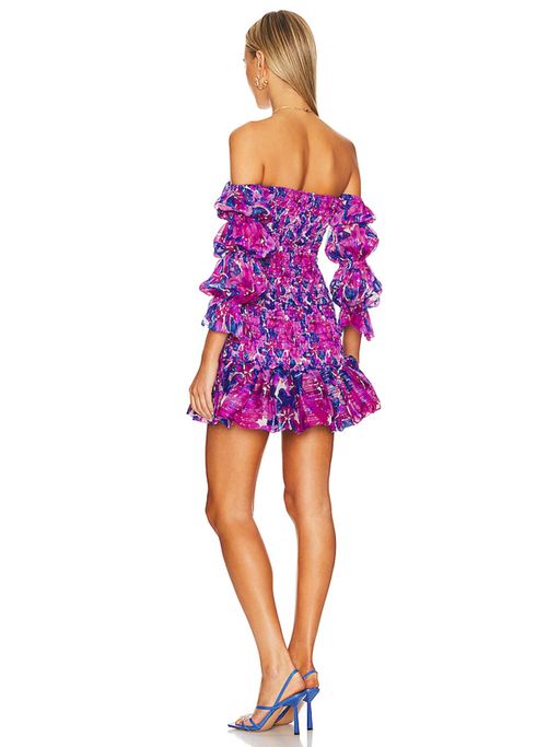 misa los angeles mini dress MISA Los Angeles Women's Larissa Floral Waist-Tie Minidress - Chocolate Flora