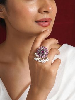 Teejh - Parbati Silver Oxidized Ruby Ring
