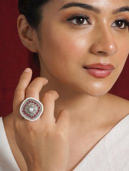 Teejh - Bhavashankari Silver Oxidized Ruby Ring