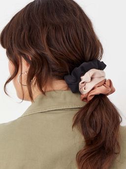 Accessorize London - Womens Multi set of 3 Pack Satin Scrunchies