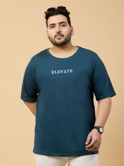RIGO - Men Teal Oversized Typography Printed T-Shirt