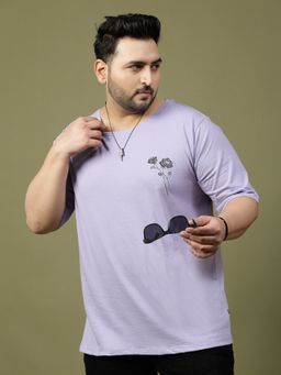 RIGO - Men Lavender Oversized Typography Printed T-Shirt