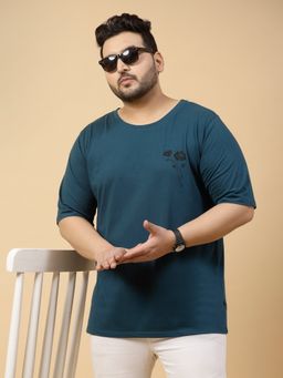 RIGO - Men Teal Oversized Typography Printed T-Shirt