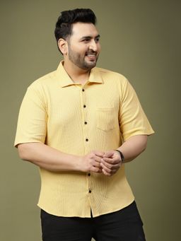 RIGO - Men Yellow Waffle Solid Shirt