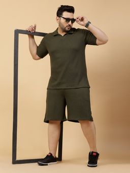 RIGO - Men Olive Waffle Knit Co-Ord (Set of 2)