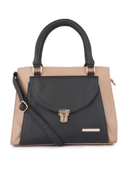 Lapis O Lupo - Beige & Black Solid-Plain Handbag