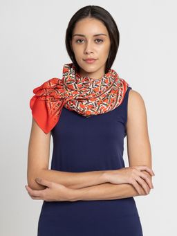 SHAYE - Women Red Placement Printed Scarf