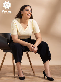 Twenty Dresses by Nykaa Fashion - Curve Yellow Flaunt Simplicity With Basics Tshirt