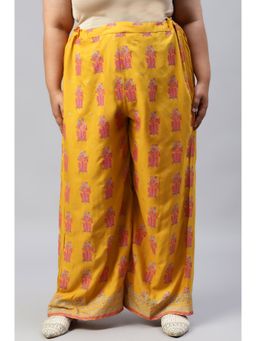 W - Yellow Printed Parallel Pant