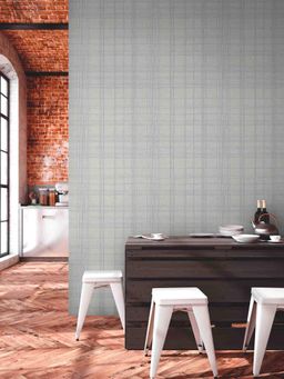 Excel - Wallpaper Grey Scott Checkered With Gold Lines