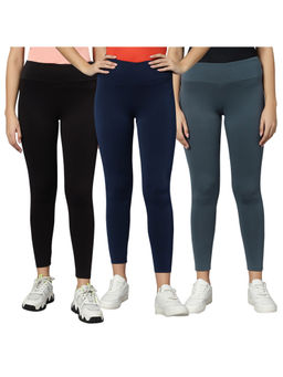 Omtex - Yoga Pants For Women,Workout & Stretchable Tights Black-Navy-Grey (Pack of 3)