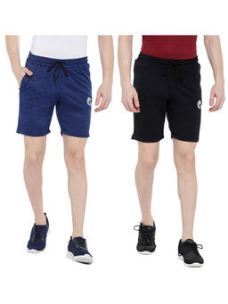 Omtex - Casual Sports Shorts with Extreme Comfort for Men - Blue-Black (Pack of 2)