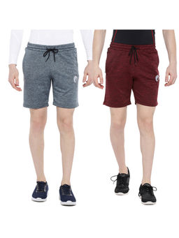Omtex - Casual Sports Shorts with Extreme Comfort for Men -Grey-Red (Pack of 2)