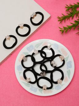 Stol'N - Embellished Ponytail Rubber Bands - Black (Pack of 12)