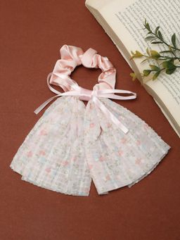 Stol'N - Floral Printed Rubber Band and Scrunchie - Peach