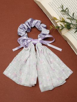 Stol'N - Floral Printed Rubber Band and Scrunchie - Purple