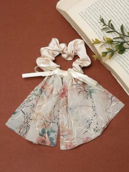 Stol'N - Floral Printed Rubber Band and Scrunchie - Cream