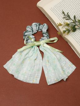 Stol'N - Floral Printed Rubber Band and Scrunchie - Green