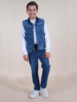 KiddoPanti - Boys Henley Neck T-Shirt and Jeans and Denim Jacket (Set of 3)