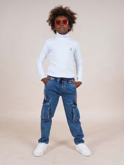KiddoPanti - Boys Turtle Neck Tee and Cargo Pocket Denim Jean (Set of 2)