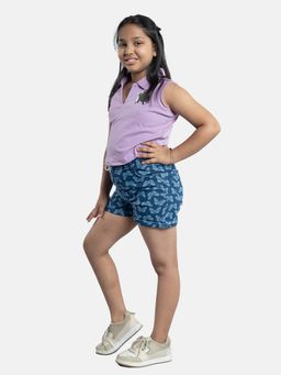 KiddoPanti - Girls Applique Embellished Polo Tee and Shorts (Set of 2)