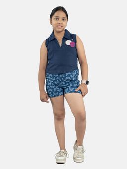 KiddoPanti - Girls Applique Embellished Polo Tee and Shorts (Set of 2)