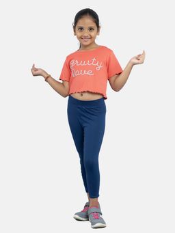 KiddoPanti - Girls Crop Top and Girls Power Printed Legging (Set of 2)
