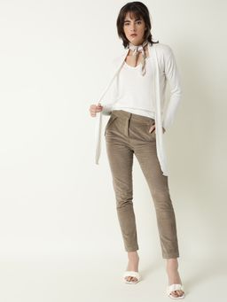 RAREISM - Beige Solid Plain Trousers