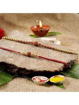 eCraftIndia - Brown Rudraksha Rakhi's with Roli Chawal
