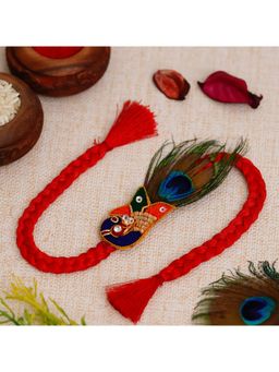 eCraftIndia - Multicolour Beautiful Peacock Designer Rakhi with Roli Chawal