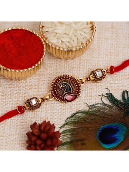 eCraftIndia - Multicolour Peacock Designer Rakhi for Brother with Roli Chawal