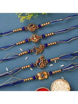 eCraftIndia - Blue & Golden Religious Rakhi's with Roli Chawal