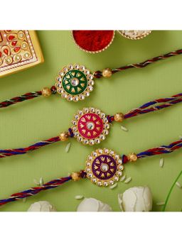 eCraftIndia - Multicolour Meenakari Designer Rakhi's with Roli Chawal
